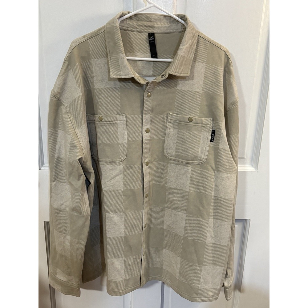 GLYDER OATMILK BUFFALO PLAID SNAP FRONT OVERSHIRT 2XL‎ NWOT